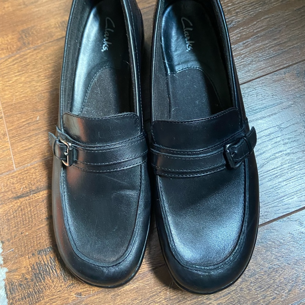 Clarks Leather Black Slip-on Shoes
